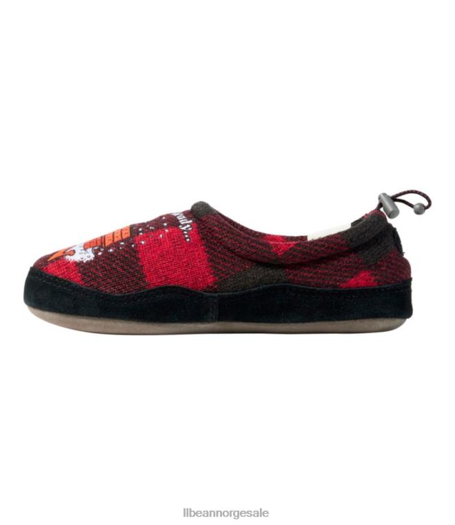 barn x peanøtter genser fleece tøfler 24VDH3825 L.L.Bean fottøy dyp rød bøffel