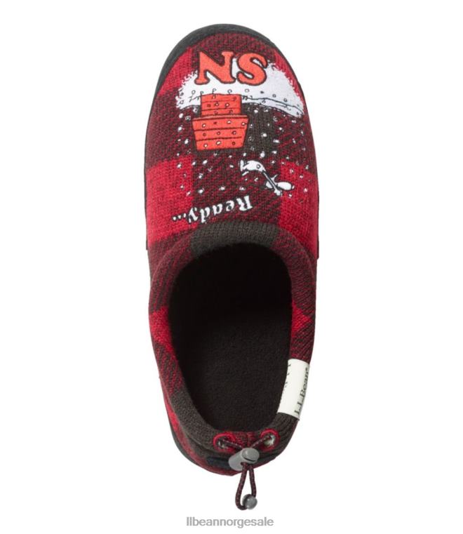 barn x peanøtter genser fleece tøfler 24VDH3825 L.L.Bean fottøy dyp rød bøffel