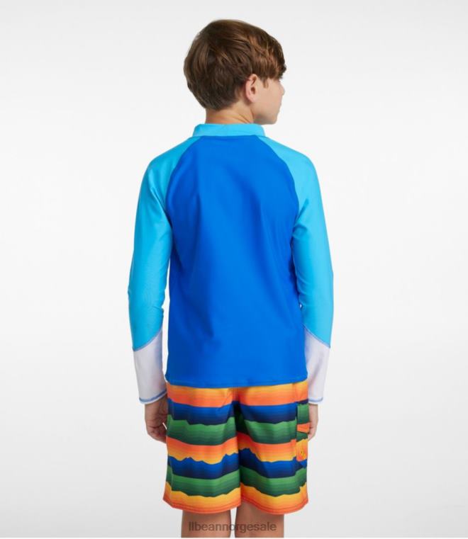 barn sol-og-surf badeskjorte 24VDH421 L.L.Bean klær akvamarin fargeblokk