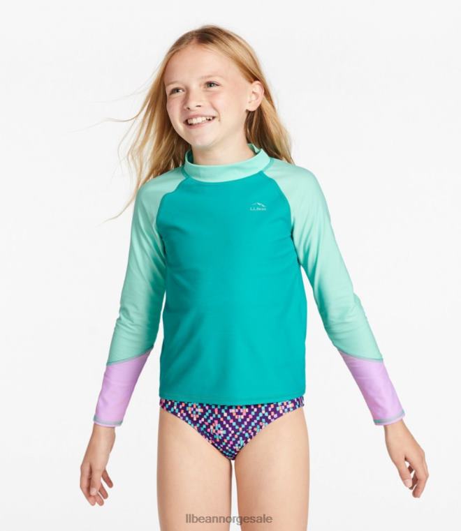 barn sol-og-surf badeskjorte 24VDH421 L.L.Bean klær akvamarin fargeblokk