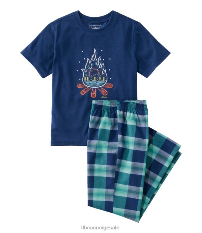barn pyjamas hele sesongen 24VDH157 L.L.Bean klær dypt marinblått leirbål
