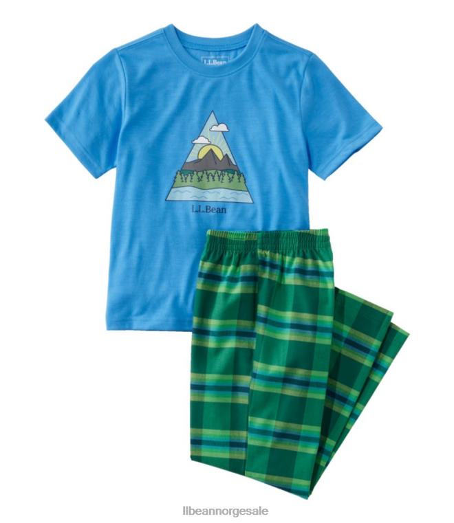 barn pyjamas hele sesongen 24VDH3061 L.L.Bean klær kjølig blått utendørs