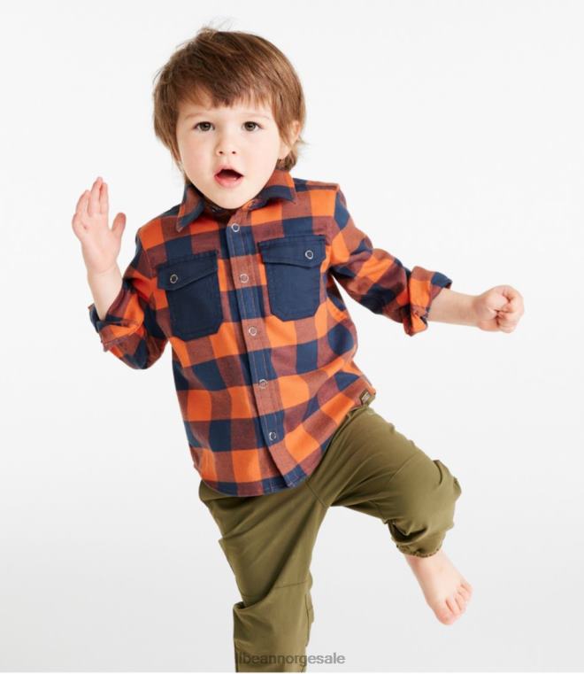barn beanflex flanellskjorte for hele sesongen 24VDH3019 L.L.Bean klær topp oransje/karbon marine