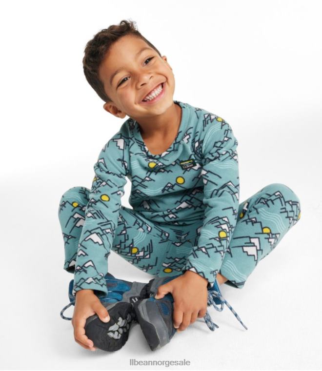 barn langermet fleece-sett for spedbarn og fitness 24VDH4658 L.L.Bean klær mineralblått/fjell