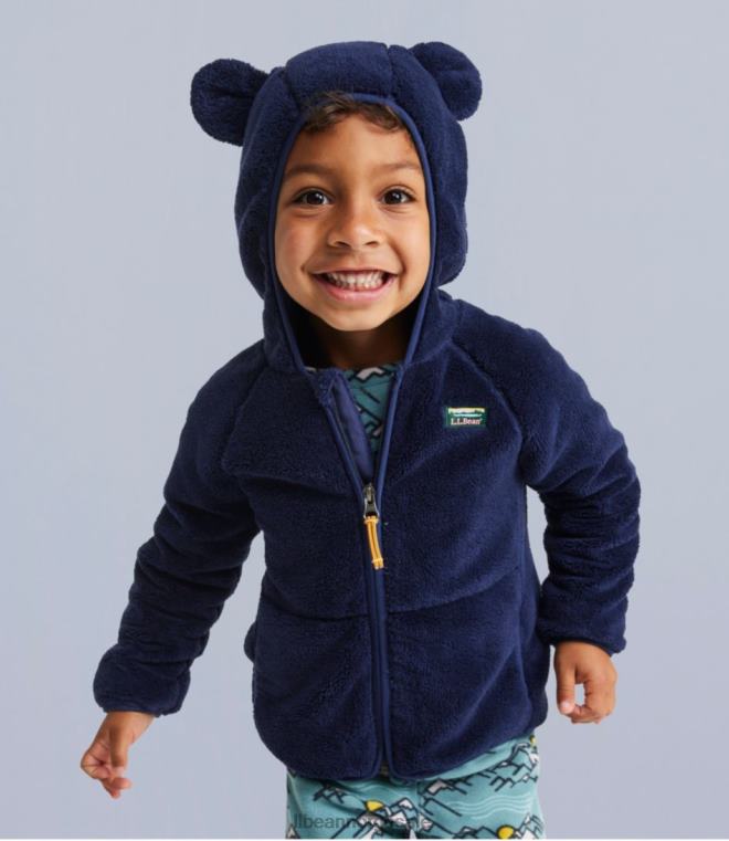 barn spedbarns- og fleecejakke med høy pels 24VDH3320 L.L.Bean klær lys marine