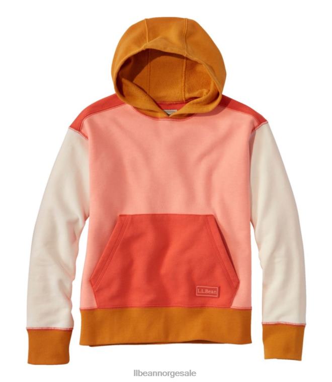 barn athleisure hettegenser 24VDH579 L.L.Bean klær rosa grapefrukt fargeblokk