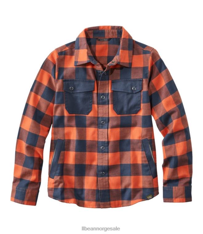 barn beanflex flanellskjorte for hele sesongen 24VDH4657 L.L.Bean klær topp oransje/karbon marine