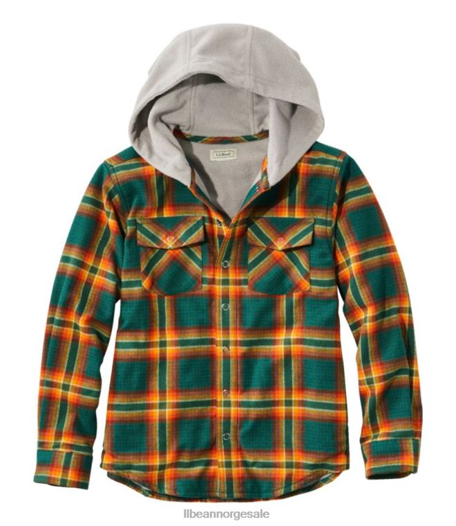 barn fleece-fôret flanellskjorte 24VDH3565 L.L.Bean klær varm blågrønn