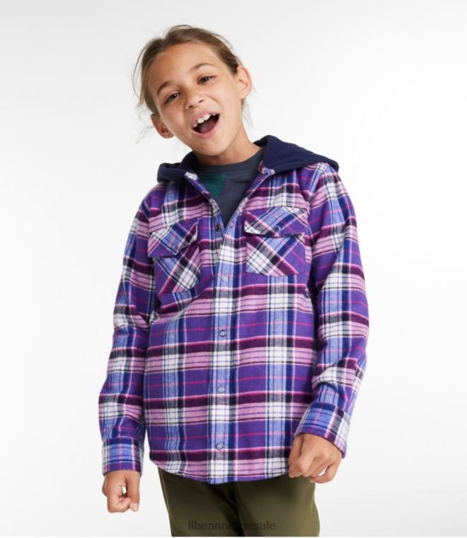 barn fleece-fôret flanellskjorte 24VDH6017 L.L.Bean klær dyp rød
