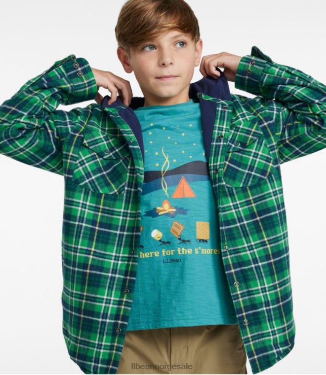 barn fleece-fôret flanellskjorte 24VDH6017 L.L.Bean klær dyp rød