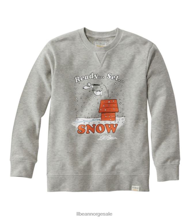 barn little x peanuts crew sweatshirt 24VDH654 L.L.Bean klær gråmelert
