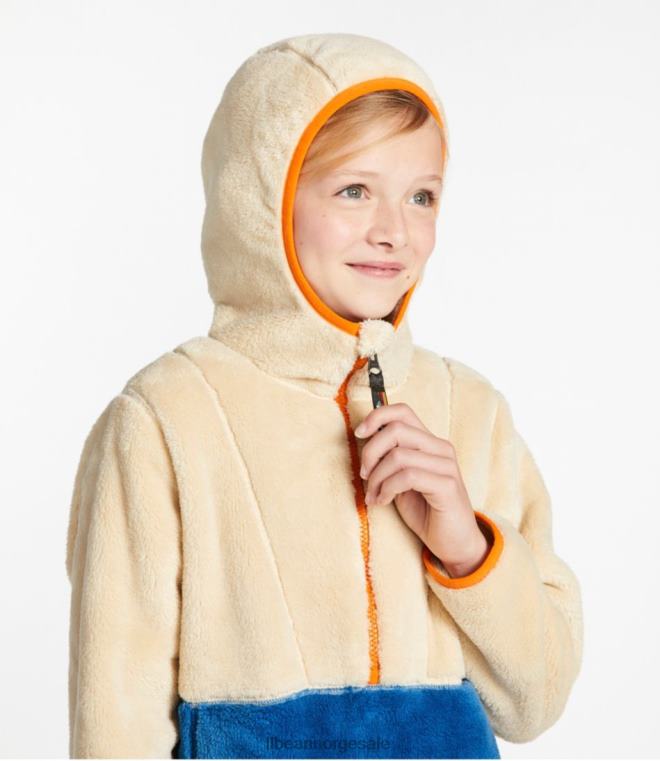 barn fleece-genser med hette i høy pile 24VDH3461 L.L.Bean yttertøy lys marineblå/varm blågrønn