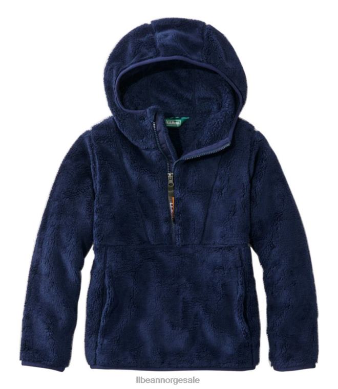barn fleece-genser med hette i høy pile 24VDH3476 L.L.Bean yttertøy lys marine