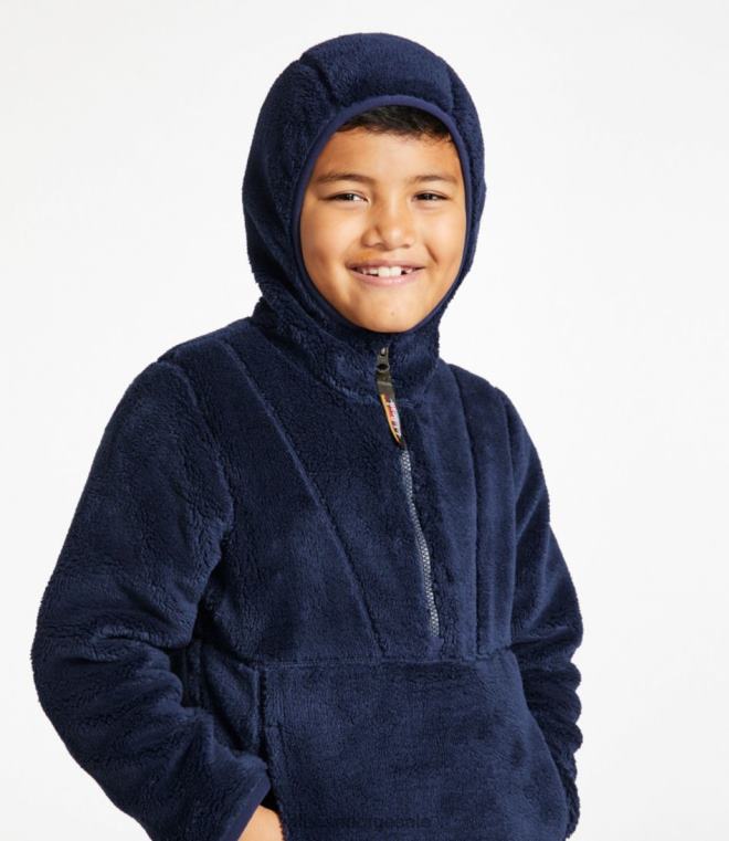 barn fleece-genser med hette i høy pile 24VDH4993 L.L.Bean yttertøy dempet lilla