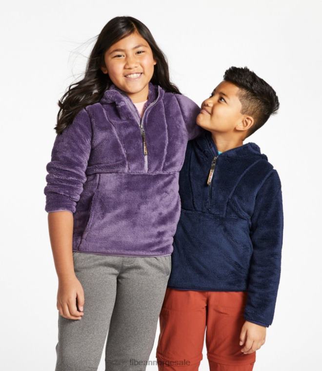 barn fleece-genser med hette i høy pile 24VDH4993 L.L.Bean yttertøy dempet lilla