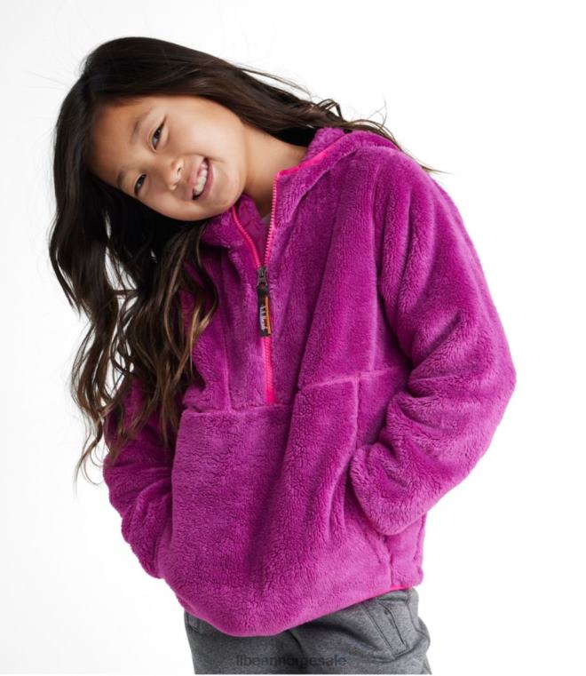 barn fleece-genser med hette i høy pile 24VDH652 L.L.Bean yttertøy vill aster