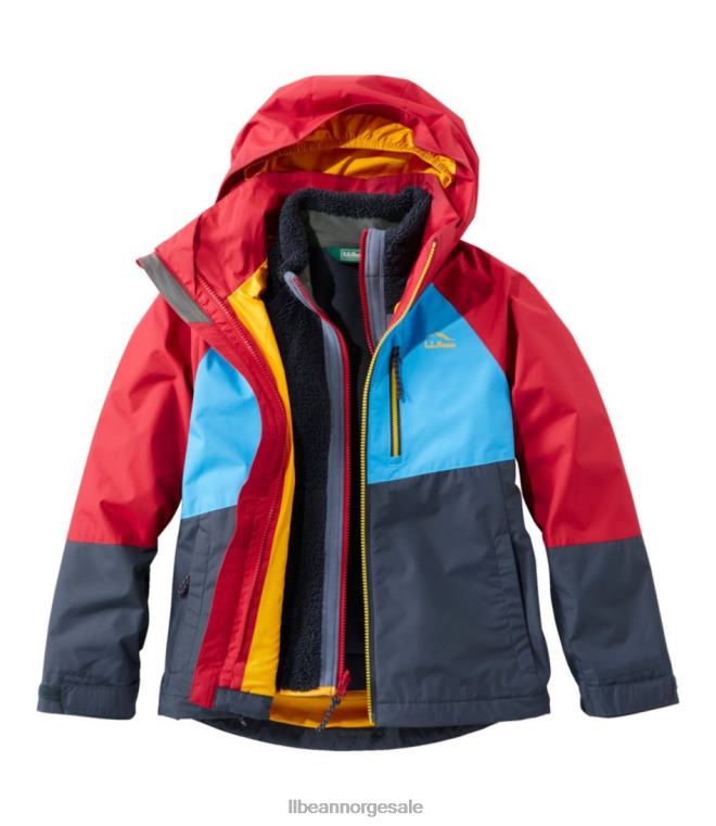 barn fleecefôret 3-i-1 jakke 24VDH3647 L.L.Bean yttertøy mørk rød/fet aqua