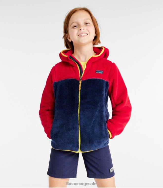 barn hi-pile fleece 24VDH3670 L.L.Bean yttertøy mørk rød/lys marine