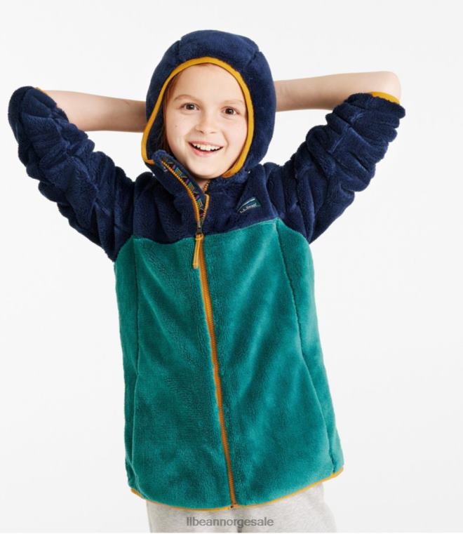 barn hi-pile fleece 24VDH902 L.L.Bean yttertøy lys marineblå/varm blågrønn