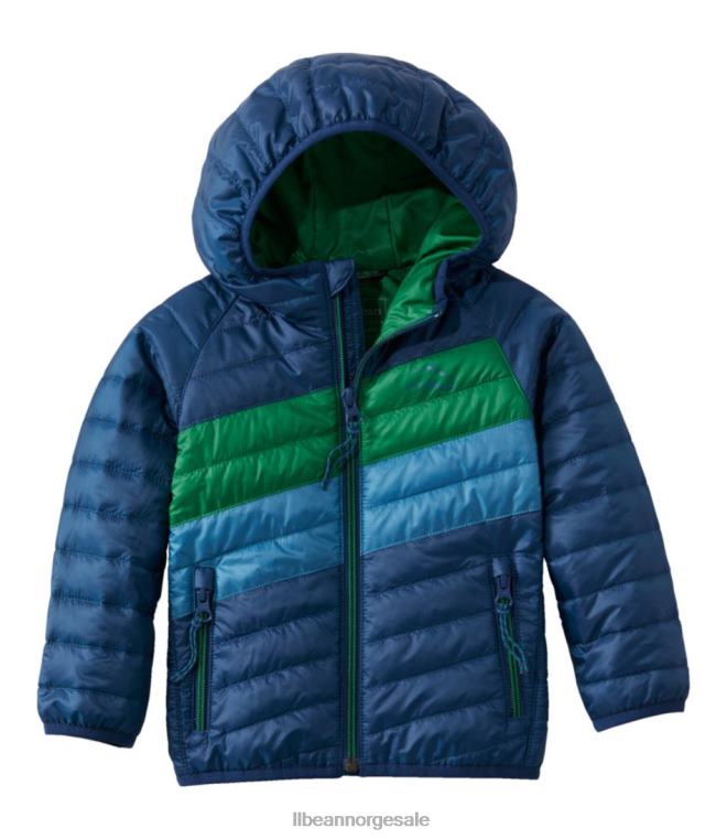 barn primaloft hettejakke 24VDH3694 L.L.Bean yttertøy kollegial blå/plengrønn