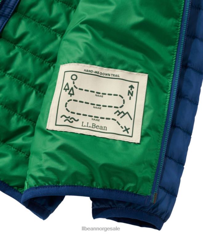 barn primaloft hettejakke 24VDH3694 L.L.Bean yttertøy kollegial blå/plengrønn