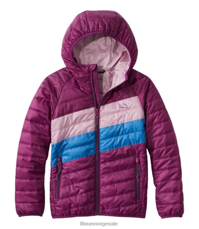 barn primaloft packaway hettejakke 24VDH3639 L.L.Bean yttertøy mørk morbær/lys lilla