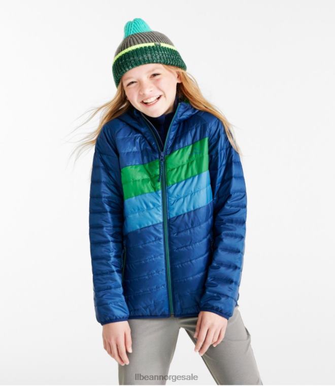 barn primaloft packaway hettejakke 24VDH5106 L.L.Bean yttertøy kollegial blå/plengrønn