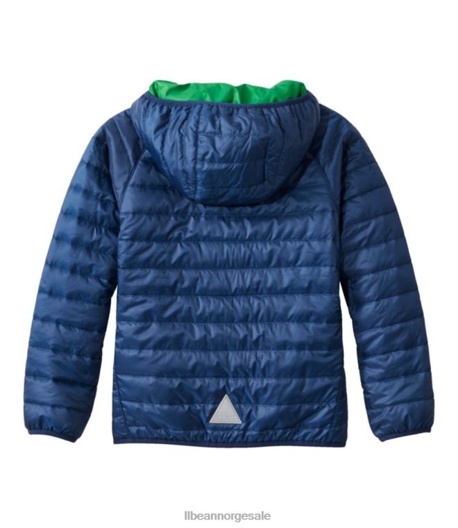 barn primaloft packaway hettejakke 24VDH5106 L.L.Bean yttertøy kollegial blå/plengrønn
