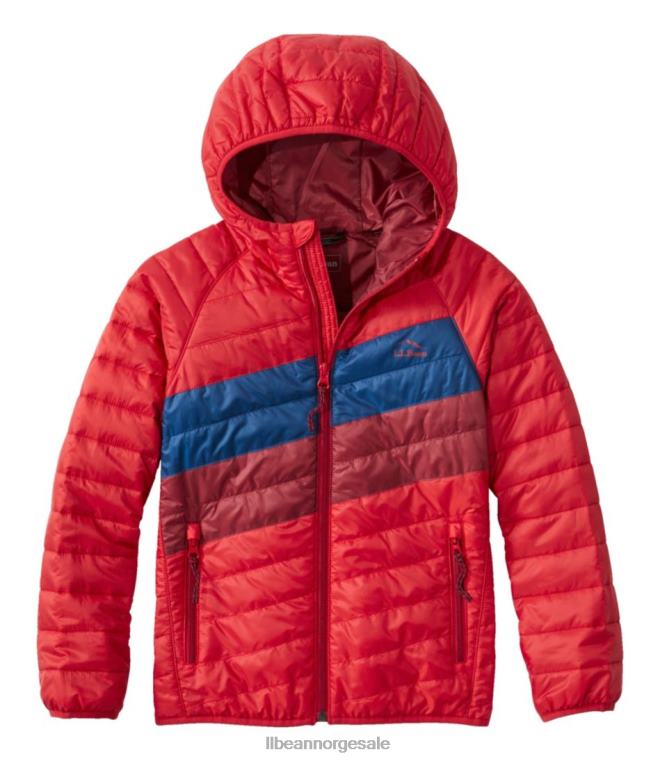 barn primaloft packaway hettejakke 24VDH6058 L.L.Bean yttertøy mørk rød/fjellrød