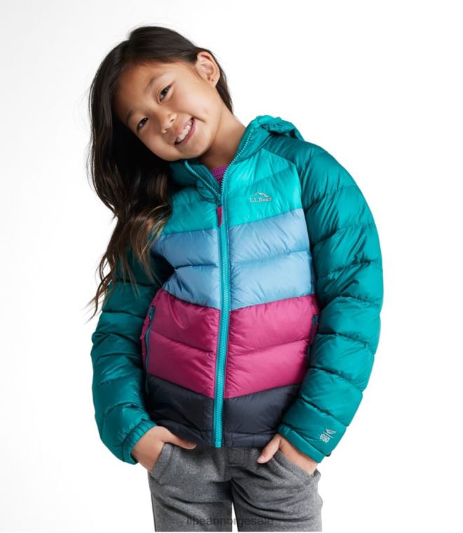 barn ultralett 650 dunjakke 24VDH5146 L.L.Bean yttertøy karbon marine fargeblokk