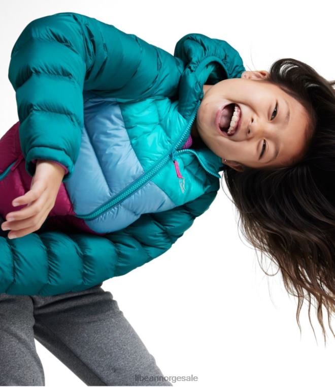 barn ultralett 650 dunjakke 24VDH5146 L.L.Bean yttertøy karbon marine fargeblokk