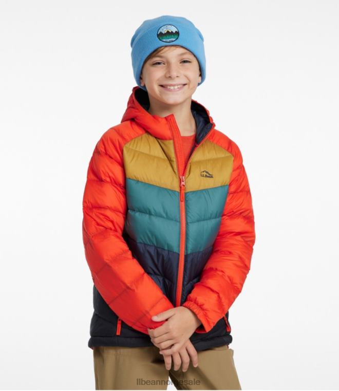 barn ultralett 650 dunjakke 24VDH5146 L.L.Bean yttertøy karbon marine fargeblokk