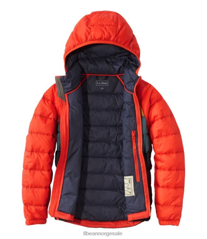 barn ultralett 650 dunjakke 24VDH5146 L.L.Bean yttertøy karbon marine fargeblokk