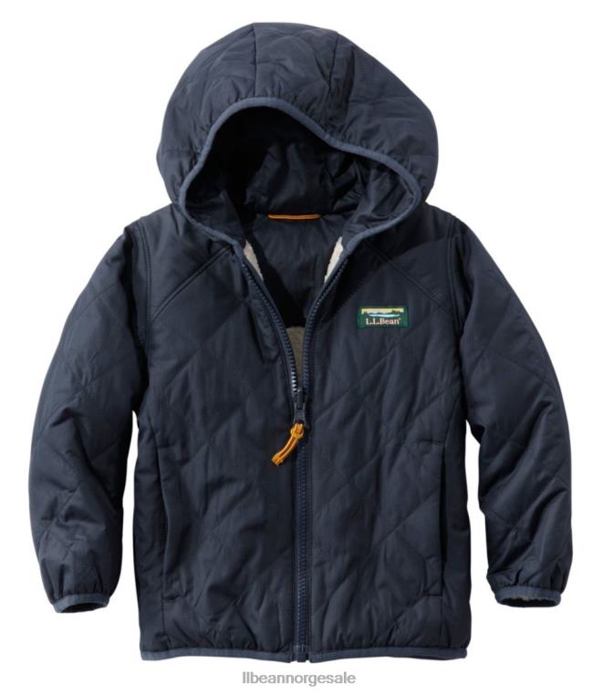 barn fjellbundet vendbar hettejakke 24VDH5132 L.L.Bean yttertøy karbon marine/kleberstein