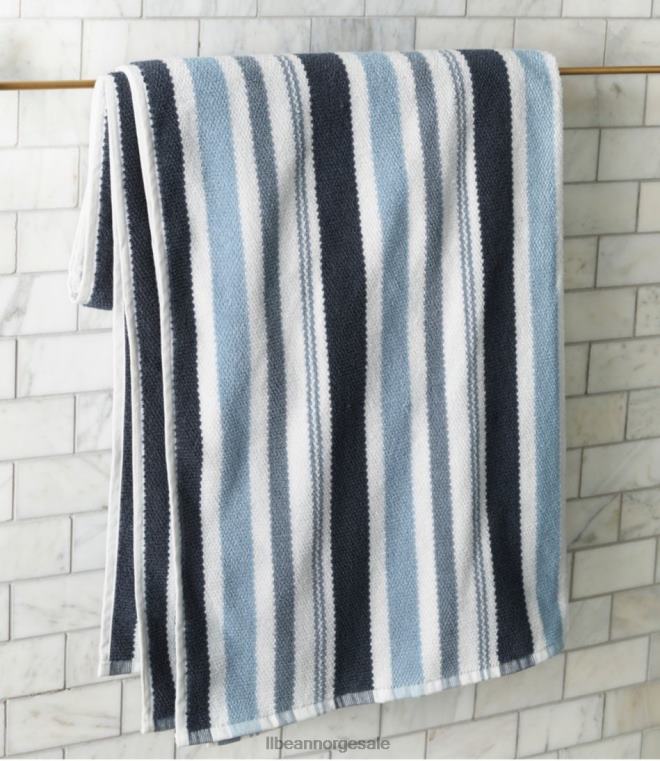unisex håndklestripe i økologisk teksturert bomull 24VDH2646 L.L.Bean bad skiferblå