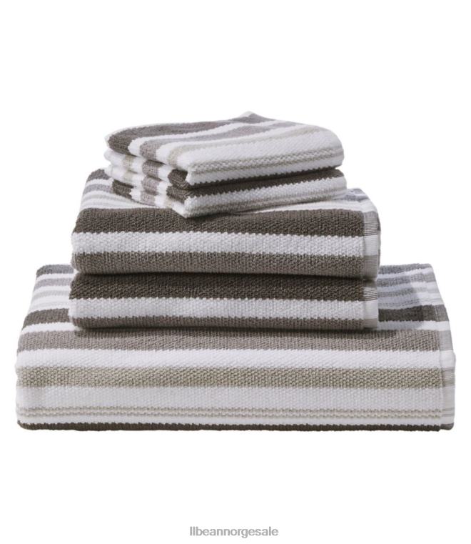 unisex håndklestripe i økologisk teksturert bomull 24VDH4445 L.L.Bean bad feltspat