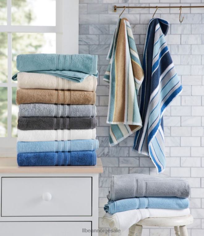 unisex organisk bomull håndkle sett stripe 24VDH4563 L.L.Bean bad rustikk blå