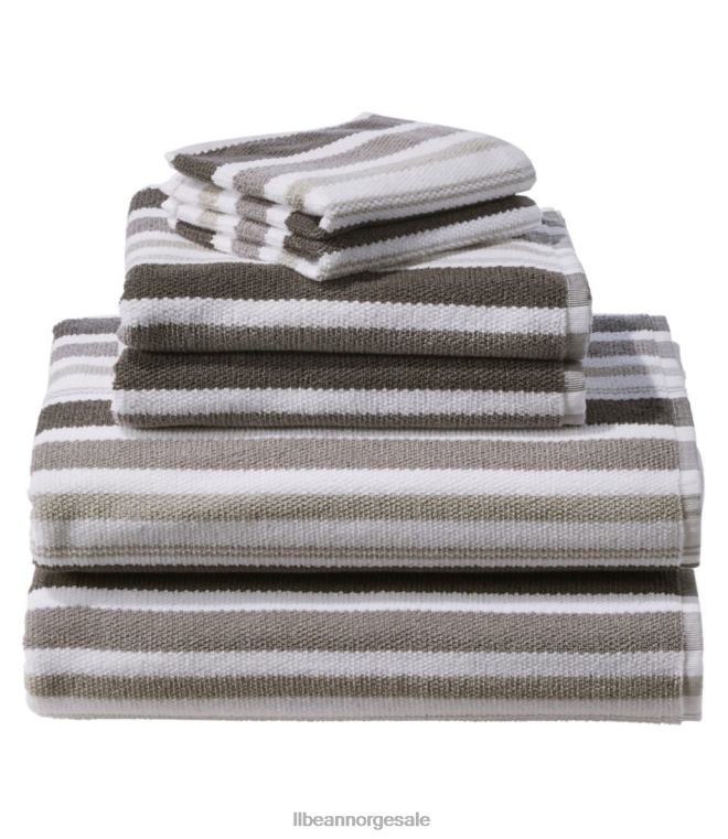unisex organisk teksturert bomull håndklesett stripe 24VDH4562 L.L.Bean bad feltspat