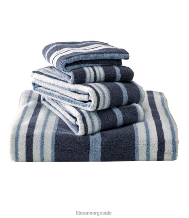 unisex premium bomullshåndklær stripe 24VDH2518 L.L.Bean bad skiferblå