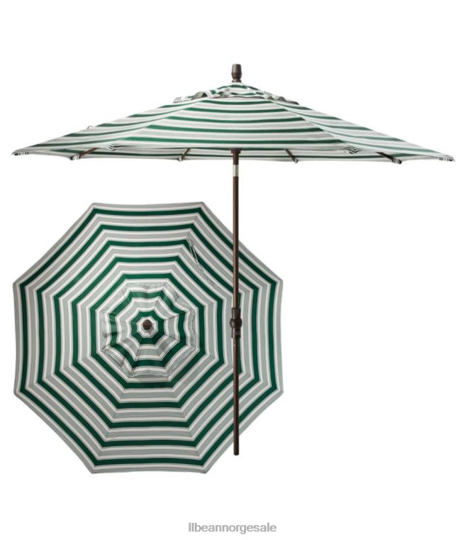 unisex sunbrella market paraply aluminium stripe 24VDH4483 L.L.Bean bakgård og uteplass grønn/sand multi