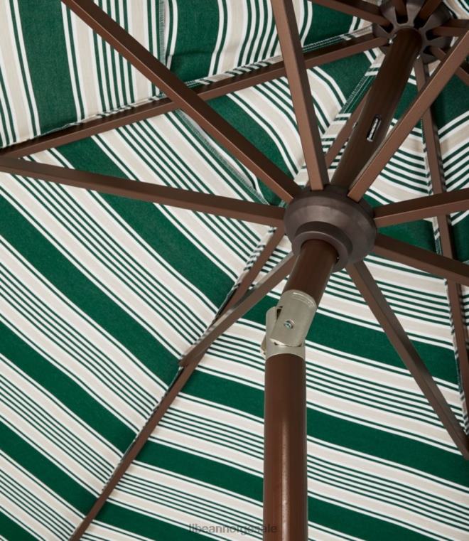 unisex sunbrella market paraply aluminium stripe 24VDH4483 L.L.Bean bakgård og uteplass grønn/sand multi