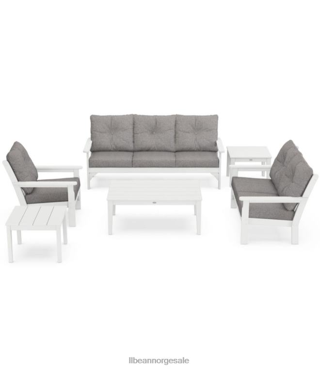 unisex allværs 6-delt terrassesett med teksturerte puter 24VDH4537 L.L.Bean hjem varer grå