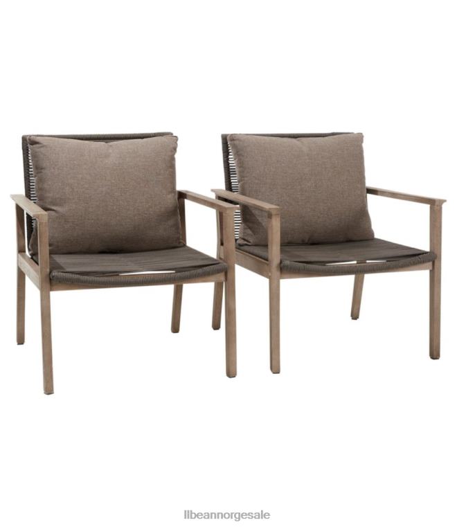 unisex eucalyptus vask og tau lounge stol sett med to 24VDH2887 L.L.Bean bakgård og uteplass grå