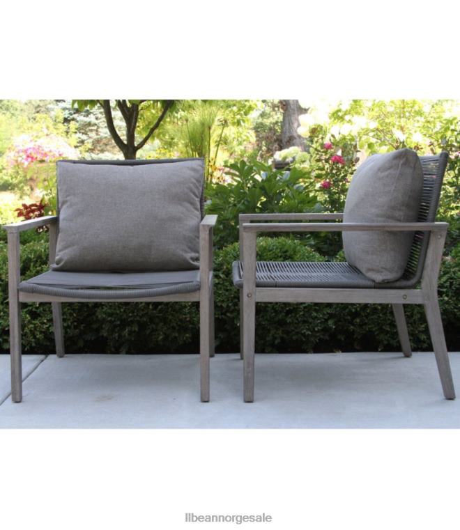 unisex eucalyptus vask og tau lounge stol sett med to 24VDH2887 L.L.Bean bakgård og uteplass grå