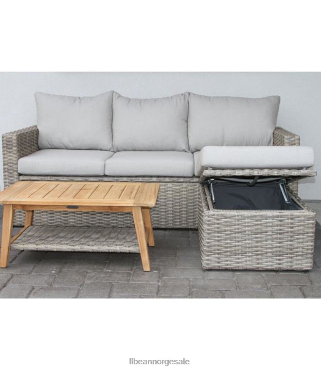 unisex flettet oppbevaringssofa og salongbord i teak 24VDH2871 L.L.Bean bakgård og uteplass sand