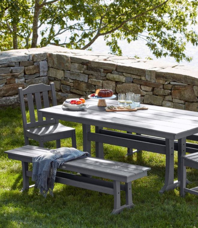 unisex allværs armløs spisestuestol sett med to 24VDH4433 L.L.Bean bakgård og uteplass svart
