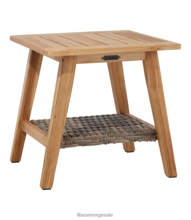 unisex sidebord i teak med flettet oppbevaringshylle 24VDH2877 L.L.Bean bakgård og uteplass naturlig