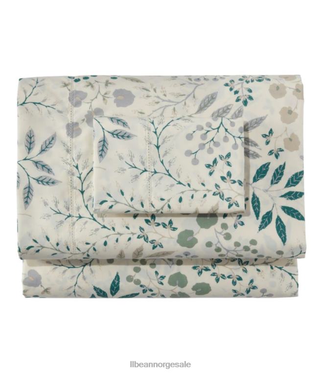 unisex 280-tråds percale-arksett i pima bomull 24VDH2489 L.L.Bean bedding krem/floral