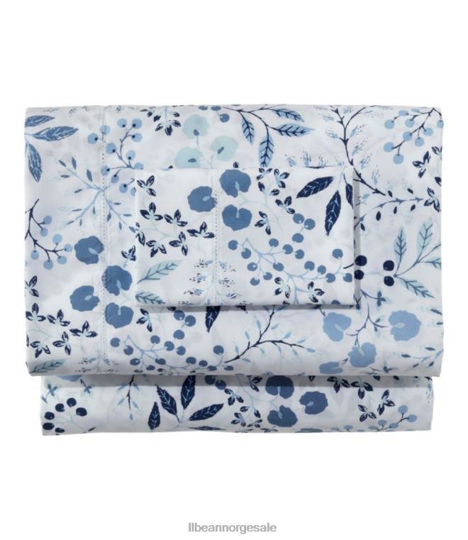 unisex 280-tråds percale-arksett i pima bomull 24VDH4341 L.L.Bean bedding hvit/blomstret