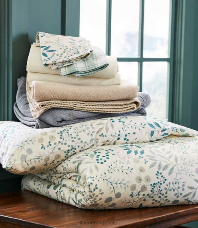 unisex 280-tråds percale-arksett i pima bomull 24VDH4341 L.L.Bean bedding hvit/blomstret